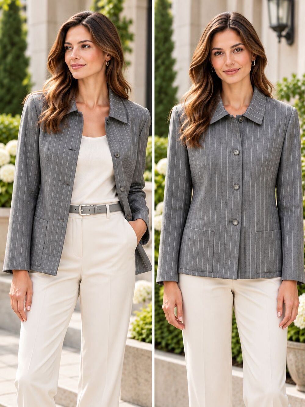 Tahari Arthur S. Levine Women’s Size 14 Gray Pinstripe Blazer Jacket Career